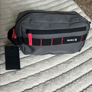Hurley Black and Gray Belt Bag with Red Accents